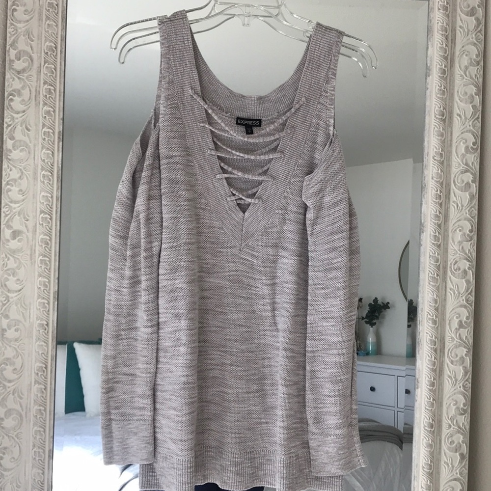 Express cross cross front reversible sweater